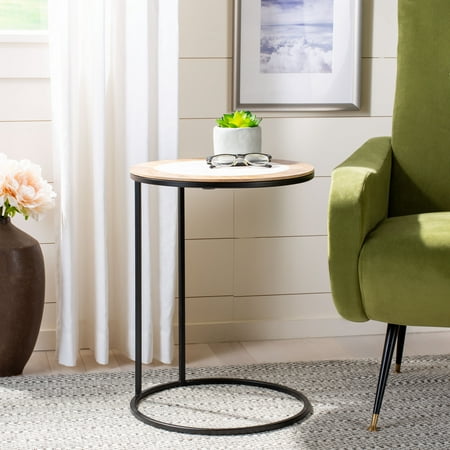 SAFAVIEH Gemma Modern Abstract Agate Corner Side Table White Marble