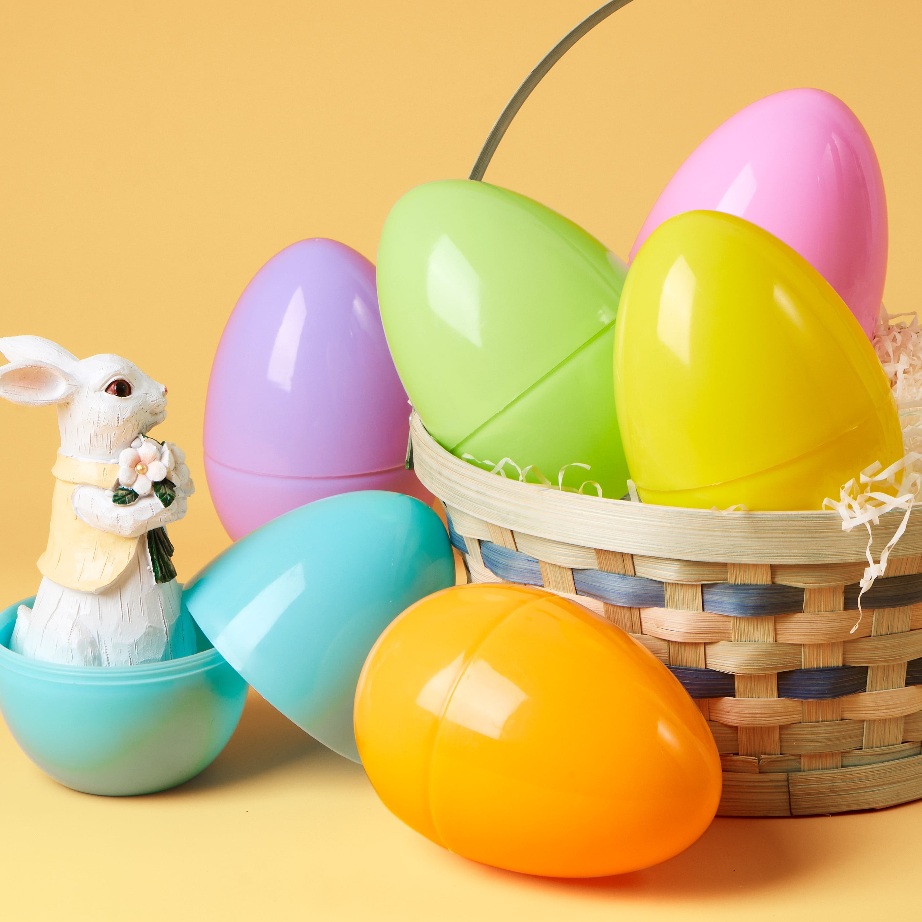 Joyfy 12 Pcs 6 inches Large Easter Eggs, Pastel Jumbo Plastic Easter Eggs, Empty Fillable for Easter Egg Hunt, Basket Stuffers Fillers, Filling Treats, Party Favor, Classroom Prize Supplies