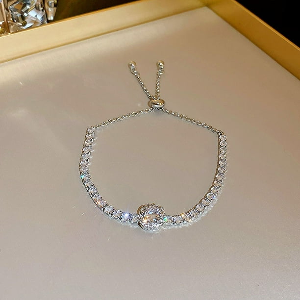 Pulsera ajustable de circonita cuadrada, pulsera de lujo ligera y sencilla para mujer, pulsera de personalidad con temperamento de alto sentido