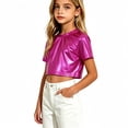 thumbnail image 3 of SROBPTY Teens Boys Girls T Shirt Solid Short Sleeve Crew Neck Shiny Performance Top for 2-15 Years, 3 of 5