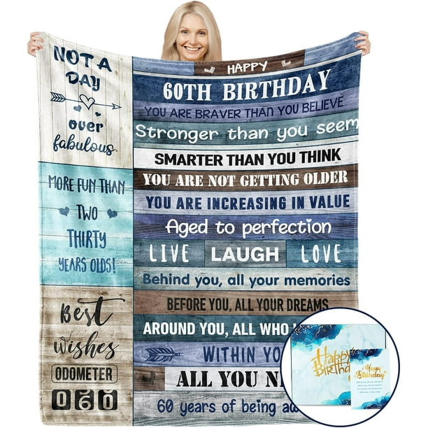LHSHID 60th Birthday Gifts for Men 60th Birthday Blanket with Gifts Box Birthday Gifts for 60 Year Old Men Happy 60 th Birthday Gifts for Men Husband Grandpa Dad 40"x50"