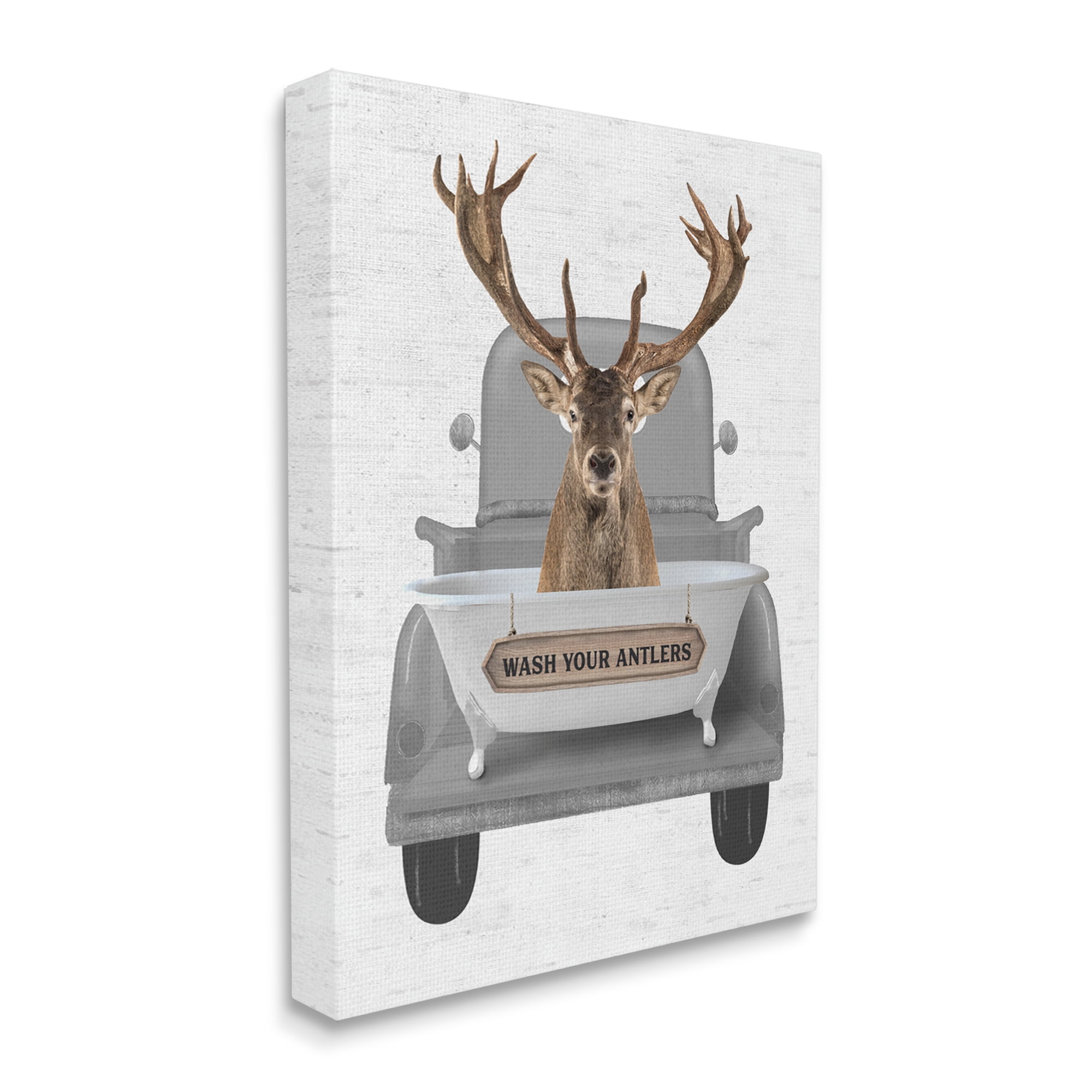 Stupell Industries Wash Your Antlers Deer Animals & Insects Painting Gallery Wrapped Canvas Print Wall Art, 24 x 30