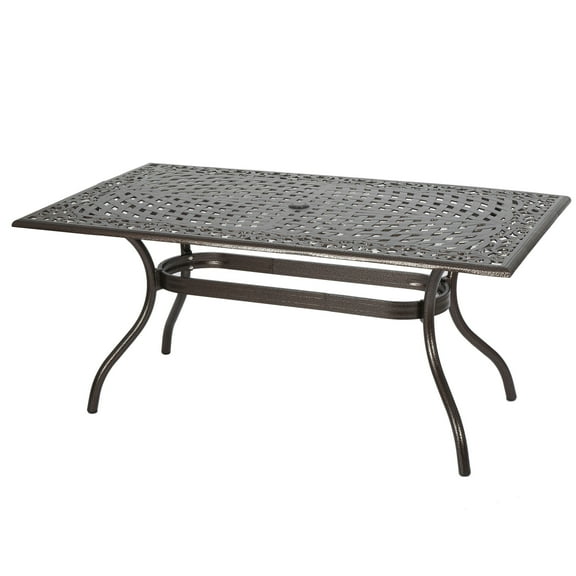 Toni Outdoor Table, 67 Inch Rectangular Top, Lattice Bronze Aluminium