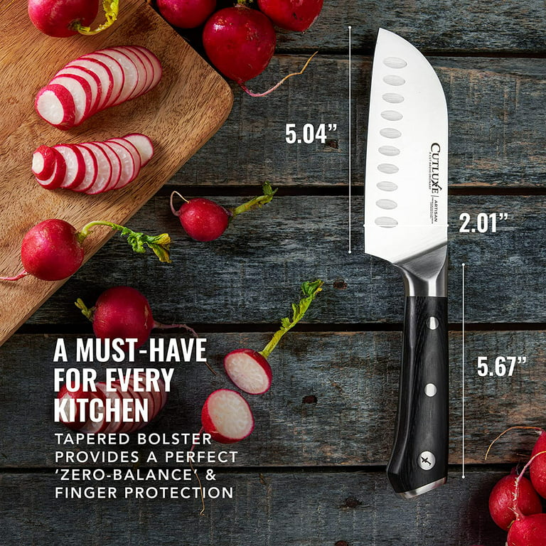 Cutluxe Santoku Knife – 5 Multipurpose Kitchen Knife for Cutting Slicing & Chopping – Forged High Carbon German Steel – Full Tang & Razor Sharp –