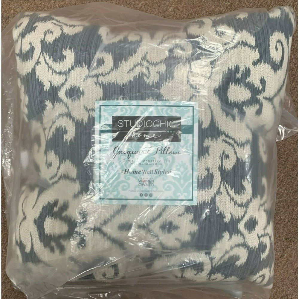 Studio Chic Home Decorative Jacquard Pillows 2Pack, 20 in x 20 in Navy