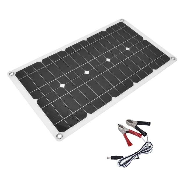 panel de carga solar,panel solar de 18v 100w panel solar panel de energía solar diseño de clase mundial panel solar portátil 18V 100W (51x28x1 cm) con células oscuras en patrón mosaico, marco blanco con ojales metálicos en las cuatro esquinas, cable con pinzas y conector DC, IP65 y salida USB; peso 724 g; ideal para hogar, automóvil y barco y a menudo usado para cargar baterías pequeñas o accesorios durante viajes.
