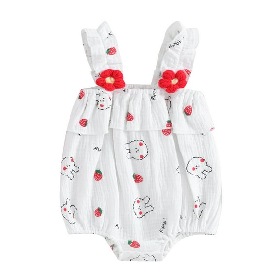 Bagilaanoe Newborn Baby Girl Summer Rompers Print Sleeveless Bodysuits 1M 3M 6M 9M 12M Infant Cotton Linen One Piece Jumpsuit