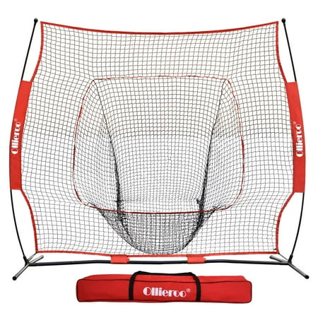 Ollieroo 7×7 Baseball and Softball Practice Hitting Batting Training Net with Carry Bag