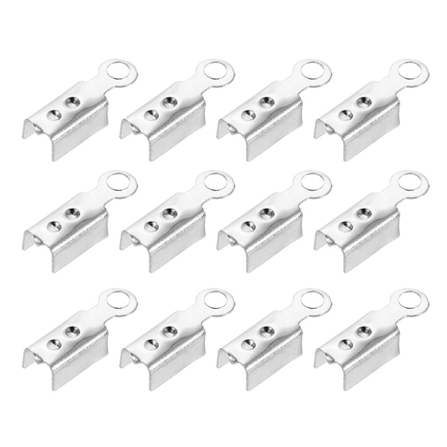 400 Pcs Fold Over Cord Ends, 10.2x2.5mm Ribbon Crimp Ends Cap, Clasp Tips for Leather Craft Making Diy (White K)
