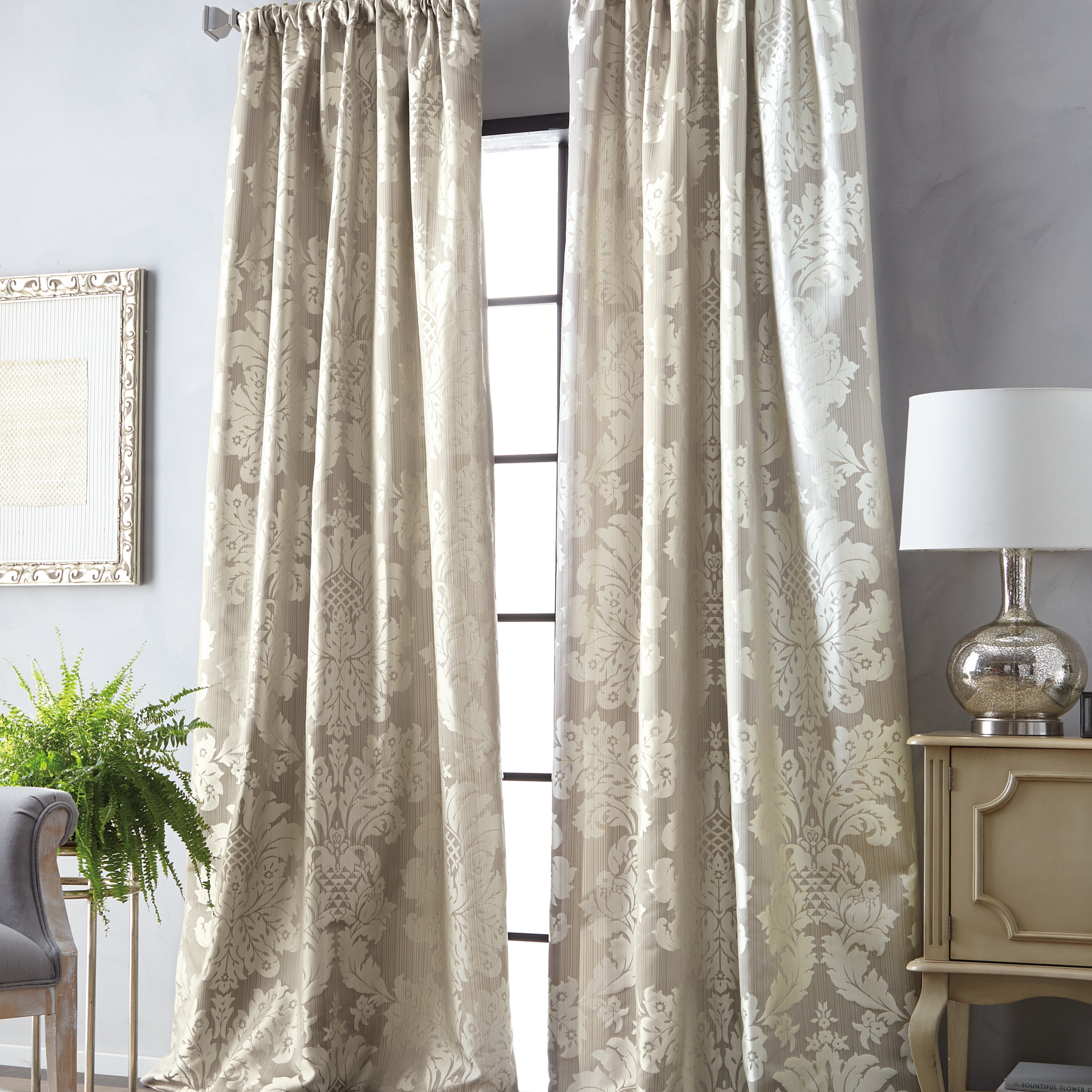 Palermo 84" Room Darkening Poletop Lined Panel, Champagne, Polyester