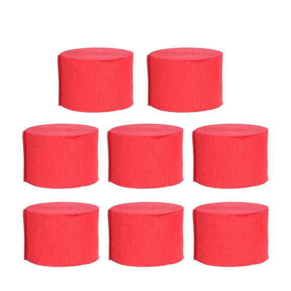 WRISTBIQUE Red Crepe Paper Streamers for Party 8Pack 98x1.8in