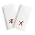 thumbnail image 4 of Authentic Hotel and Spa  2-piece White Turkish Cotton Hand Towels with Holiday Red Script Monogrammed Initial White/Y, 4 of 5