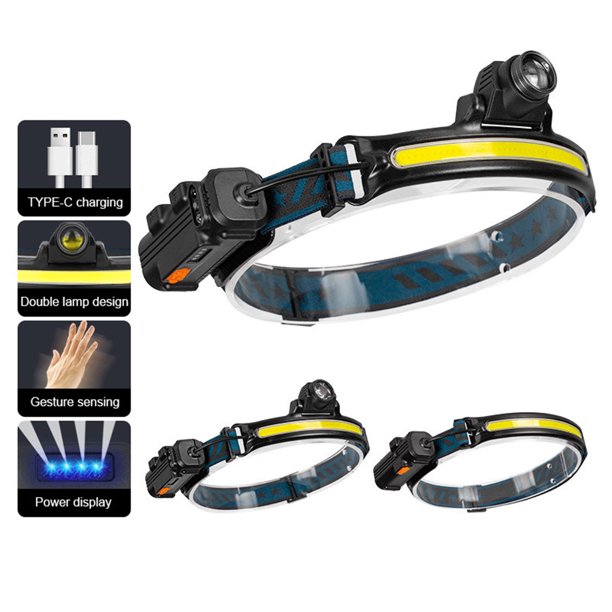 Diadema Tira De Luz Faro Usb Recargable Luz De Pesca Luz De Cabeza Para Acampar Senderismo Ciclismo Eigraketly HA038542-00