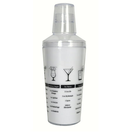 

9 Clear and Black Printed Recipe Plastic Cocktail Shaker