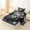 thumbnail image 2 of Homewish Spooky Skull Monogrammed R Twin Sheets,Happy Halloween Floral Bedding,3-Piece,1 Fitted Sheet and 1 Pillowcase, 2 of 6