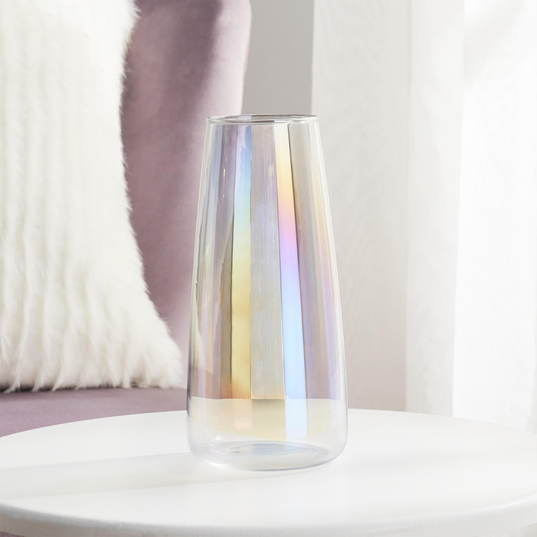 Mainstays Iridescent Clear Glass Cylinder Vase, 8.25 in