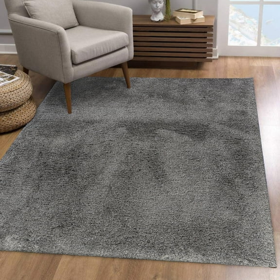 Ox Bay Onyx 5' x 7' Charcoal Shag Ultra-Plush Indoor Area Rug