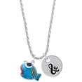 thumbnail image 1 of Delight Jewelry Resin Blue Fish with Orange Stripes Silvertone Script Initial Disc - & - Charm Necklace, 20"+3", 1 of 4