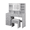 White, variant on Hassch Vanity Desk with Lighted Mirror Cabinet and Charging Station, 47.2" Makeup Table with Hooks, Glass Top and Cushioned Stool, Dressing Table with Open Shelves and 5 Storage Drawers, White