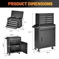 thumbnail image 2 of 5-Drawer Rolling Tool Storage Cabinet with Detachable Top Tool Box, Liner, Universal Lockable Wheels, Adjustable Shelf, Locking Mechanism, Metal Tool Cart, 2 of 5