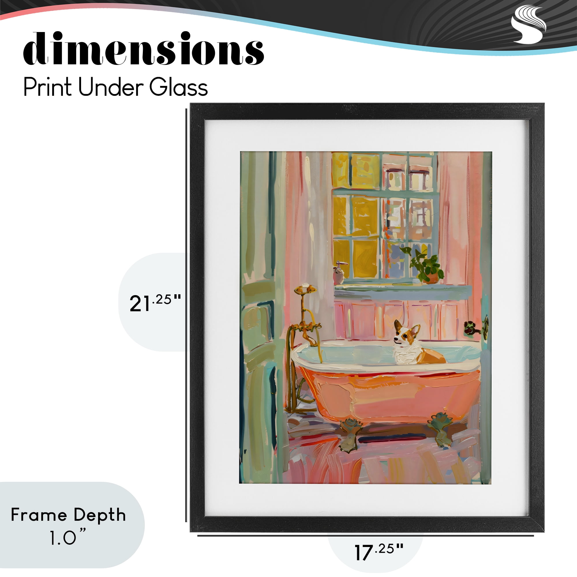Stupell Industries Corgi in Bathtub Black Framed Print Under Glass, design by The Prints Vibe