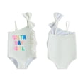 thumbnail image 4 of Gunia Toddler Swimsuit Girl Kids Letter Print Asymmetrical Bow Ruffles Sleeveless Bathing Suits Beachwear Girls' Swimwear For Holiday Beach Pool 1-6 Years, 4 of 4
