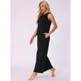 thumbnail image 2 of DARING DIVA Tank Pajama Waffle Knit Wige Leg Pants 2 Piece Lounge Set L Black, 2 of 6