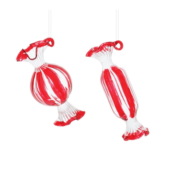 Melrose Glass Peppermint Candy Ornament Set of 12