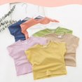 thumbnail image 2 of Girls Summer -match Korean Solid Color Short-sleeved Top, 2 of 6