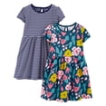 thumbnail image 1 of Conjunto de vestidos Simple Joys by Carter's Girls 5T, azul marino y blanco, paquete de 2, 1 of 1