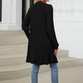 thumbnail image 4 of Cavosen Lightweight Cardigans for Women with Pockets Cable Knit Plain Long Cardigan Long Sleeve Open Front Kimonos Sweaters Soft Outwear Casual Duster Fall Winter Clothes Black XXL, 4 of 8