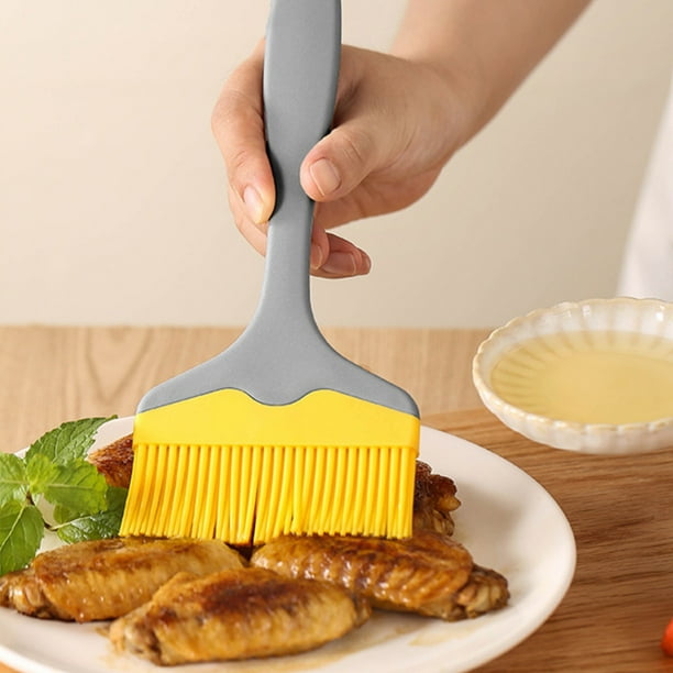 Silicone Basting Brush Removable Head | Wide Non-Linting Baking BBQ Grill Pancake Sauce Brush | Durable Bristles | Green Yellow | Multipurpose Cooking Utensil 22.5x9cm