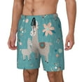 thumbnail image 2 of Gaeub Teal Mama Llama Mens Swim Trunks Stretch Beach Shorts Quick Dry for Men Swim Shorts Swimwear with Pockets- Small, 2 of 9