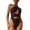 Black, variant on Women's Halter Neck Cross-Wrap Cut-Out One-Piece Swimsuit, Backless Solid Color Swimwear,Size L