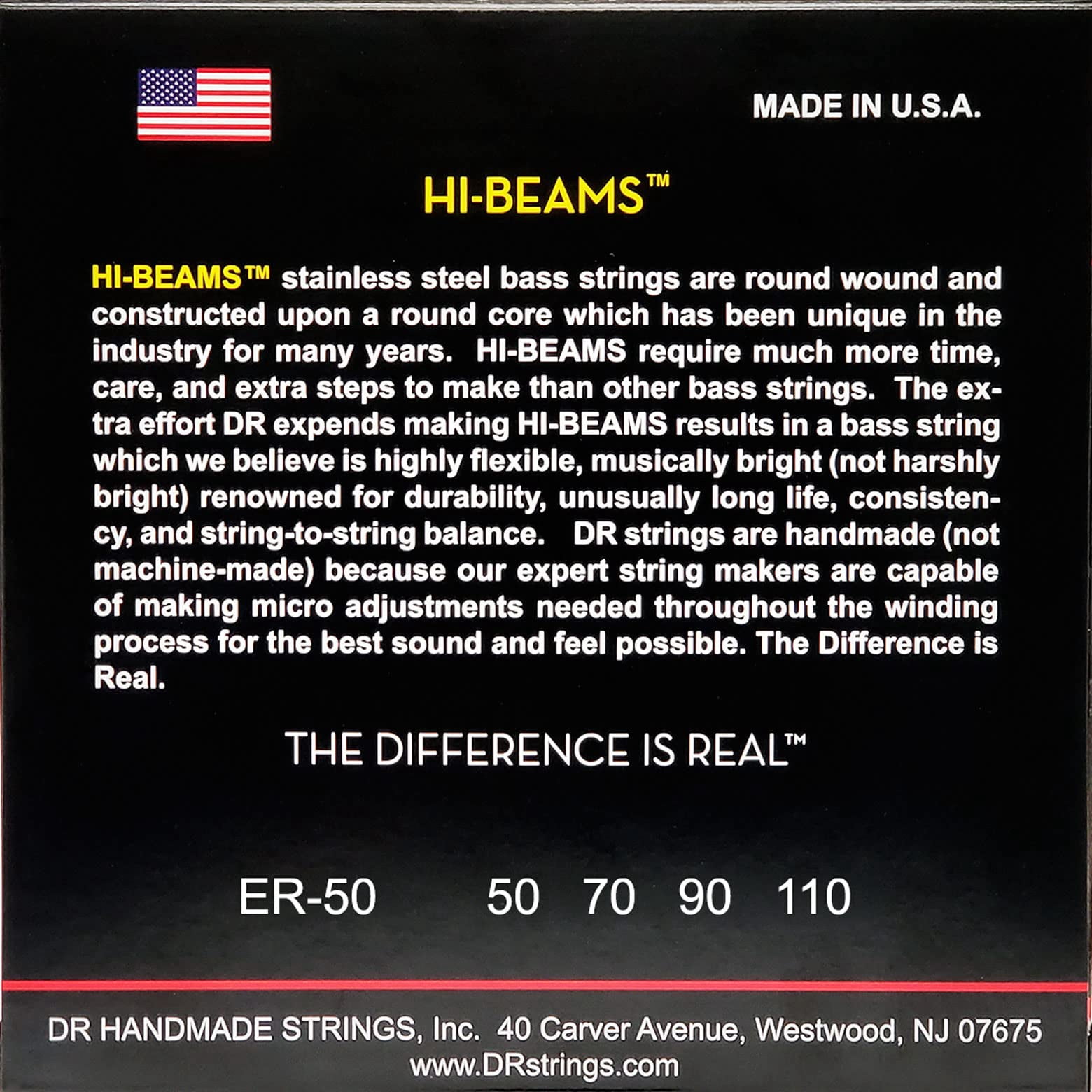 DR Strings HI-BEAM - Stainless Steel Bass Strings: Heavy 50-110 [ER-50]