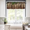 thumbnail image 4 of Rustic Wooden Board Valances Curtains Green Leaves on Vintage Wood Country Grunge Planks Barn House Door Short Curtain Valance for Kitchen Bedroom Bathroom with Rod Pocket, One Panel 54X18 Inches, 4 of 6