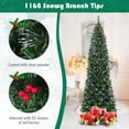 thumbnail image 4 of Costway 8 FT Pre-Lit Christmas Tree Slim Pencil Hinged with 420 Lights & 1168 Branch Tips, 4 of 10
