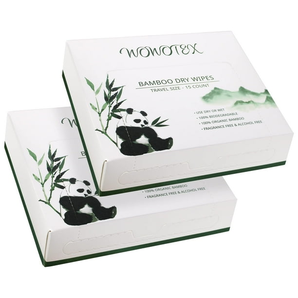 WOWOTEX Toalla facial desechable de rayón de bambú de tamaño de viaje, toallitas faciales secas grandes biodegradables, 30 unidades/2 cajas, toallas faciales limpias suaves y extragruesas para limpiez
