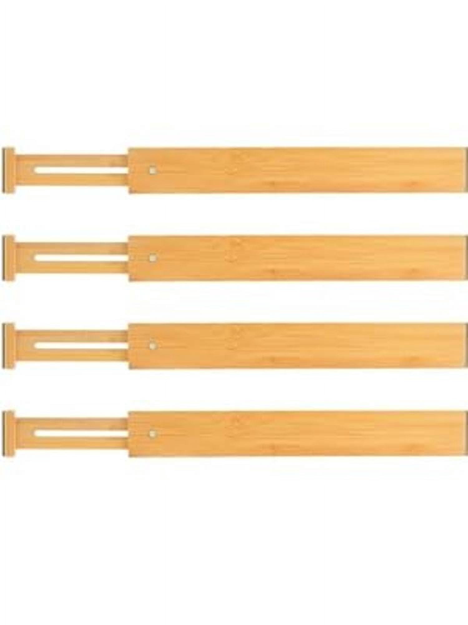 4PC 16.8-21.8 Inches Adjustable Bamboo Drawer Dividers, Expandable Kitchen Drawer Organizer for Large Utensils, Drawer Separators Organizationw