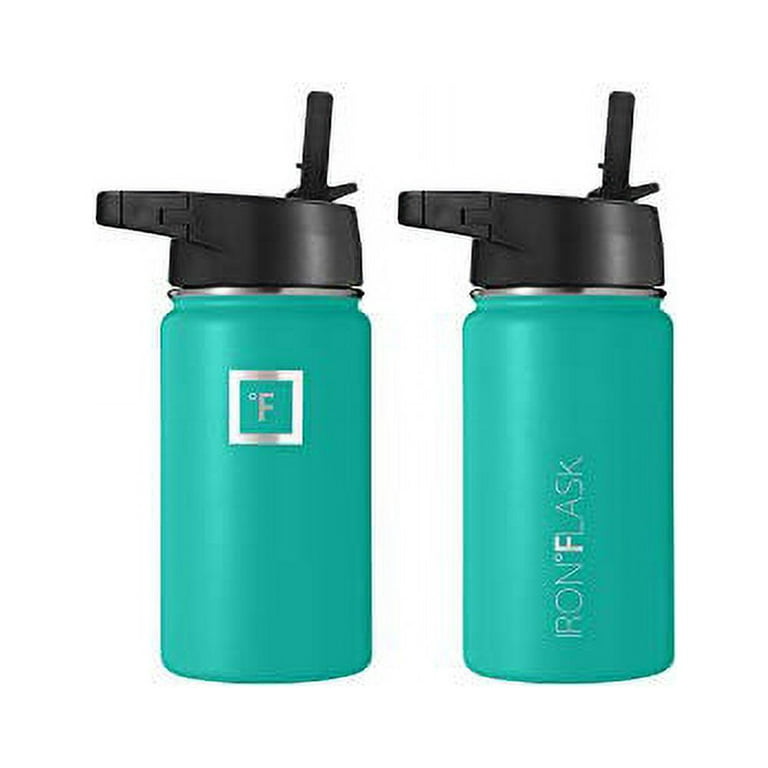 IRON °FLASK Sports Water Bottle - 14 Oz 3 Lids (Straw Lid), Leak Proof -  Stainless Steel Gym & Sport Bottles for Men, Women & Kids - Double Walled