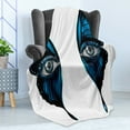 thumbnail image 4 of Eye Soft Flannel Fleece Throw Blanket, Realistic Female Eye on Butterfly Wings Makeup Masquerade, Cozy Plush for Indoor and Outdoor Use, 60" x 80", Blue Black White, by Ambesonne, 4 of 5