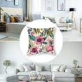 thumbnail image 5 of nygtbtfer Summer Flower Throw Pillow Covers  Watercolor Peony Pillowcase Hot Pink Floras With Green Leaves Girly Decorative Square  Cushion Cover Set Of 2 For Home Garden Outdoor Bed Decorations White, 5 of 7