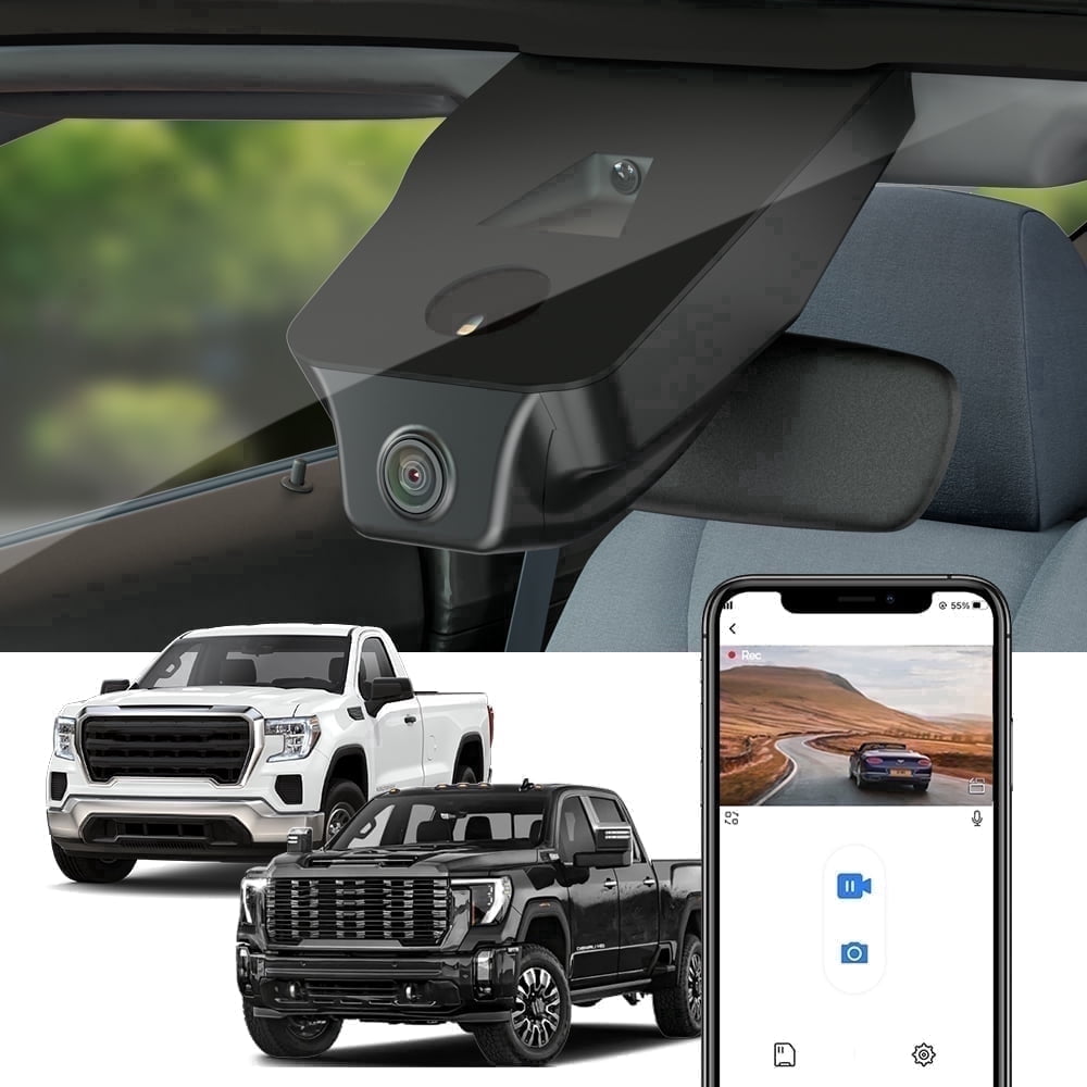Fitcamx 4K Dash Cam for GMC Sierra 2020-2025 (HD2-4925), OEM Plug & Play, Night Vision, Loop Recording, G-Sensor, 64GB