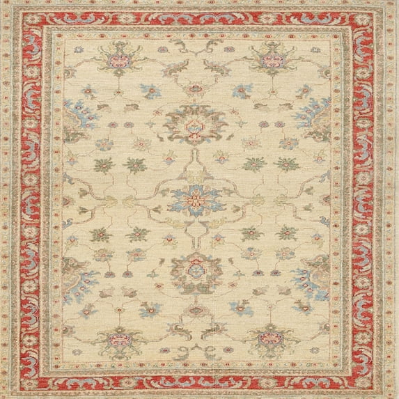 Ahgly Company Machine Washable Indoor Square Traditional Brown Gold Area Rugs, 8' Square