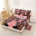 thumbnail image 2 of Erosebridal Pink Cheetah Bowknot Bed Sheets,Africa Leopard Pattern King Sheets For Women 4 Pieces, 2 of 6