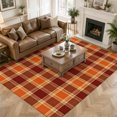 thumbnail image 3 of Area Rugs 5'x7', Burnt Orange Checkered Carpet Runner Indoor Outdoor Rugs Home Decor Aesthetic, Modern Farmhouse Orange Plaid Non Slip Mats Washable Accent Rug for Living Room Bedroom, 3 of 8