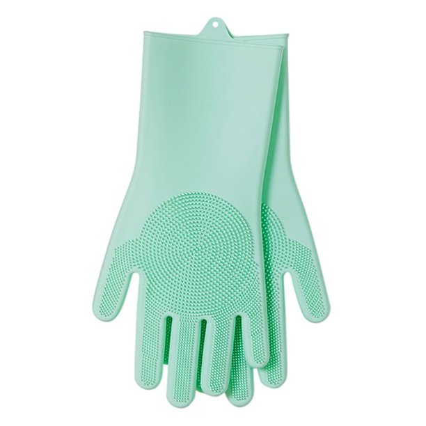 Silicone Dishwashing Gloves Wash Cleaning Gloves With Sponge Scrubbers