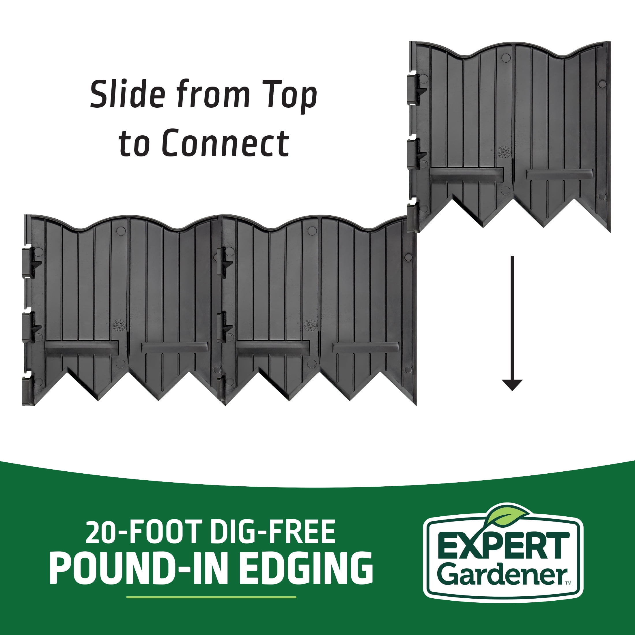 Expert Gardener 6" x 20' Scallop Black Plastic Garden Border Edging