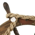thumbnail image 6 of DecMode Brown Wood Handmade Ship Wheel Wall Decor with Rope and Shell Accents, 6 of 8
