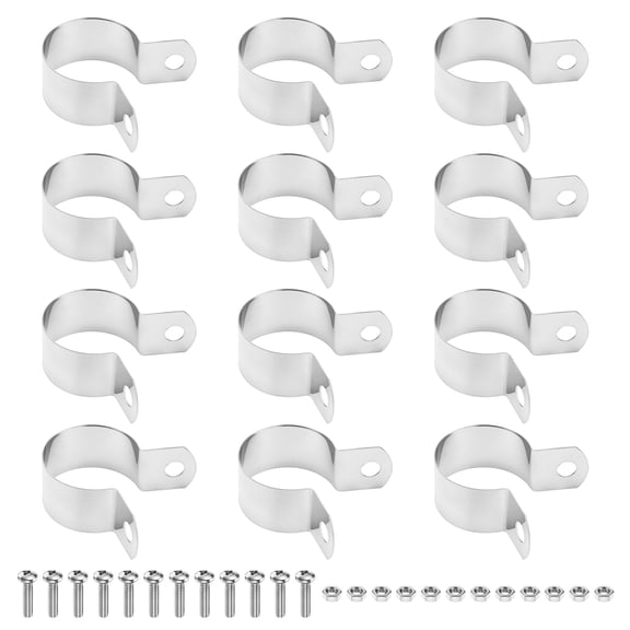 Uxcell 12-Pack Brace Bands Chain Link Fence Parts, 1 Inch Galvanized Steel Chain Link Brace Band with Bolts and Nuts for Fence/Gate